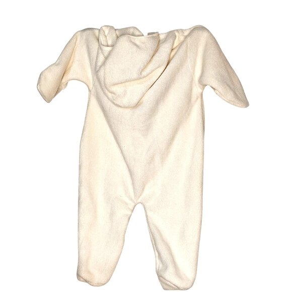 NWT Baby Mon Petit fleece button front hooded off white one piece outfit S 6-9M - Picture 2 of 11